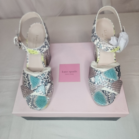 Kate Spade Grace Platform Sandals Lemon Sorbet NIB Retail $228 Sold Out - Picture 6 of 14